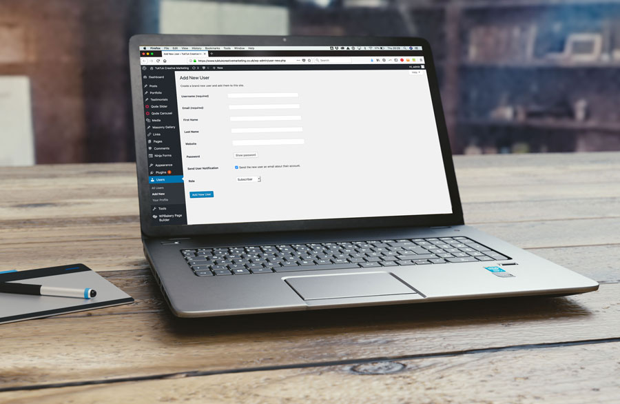 Add a new user on Wordpress
