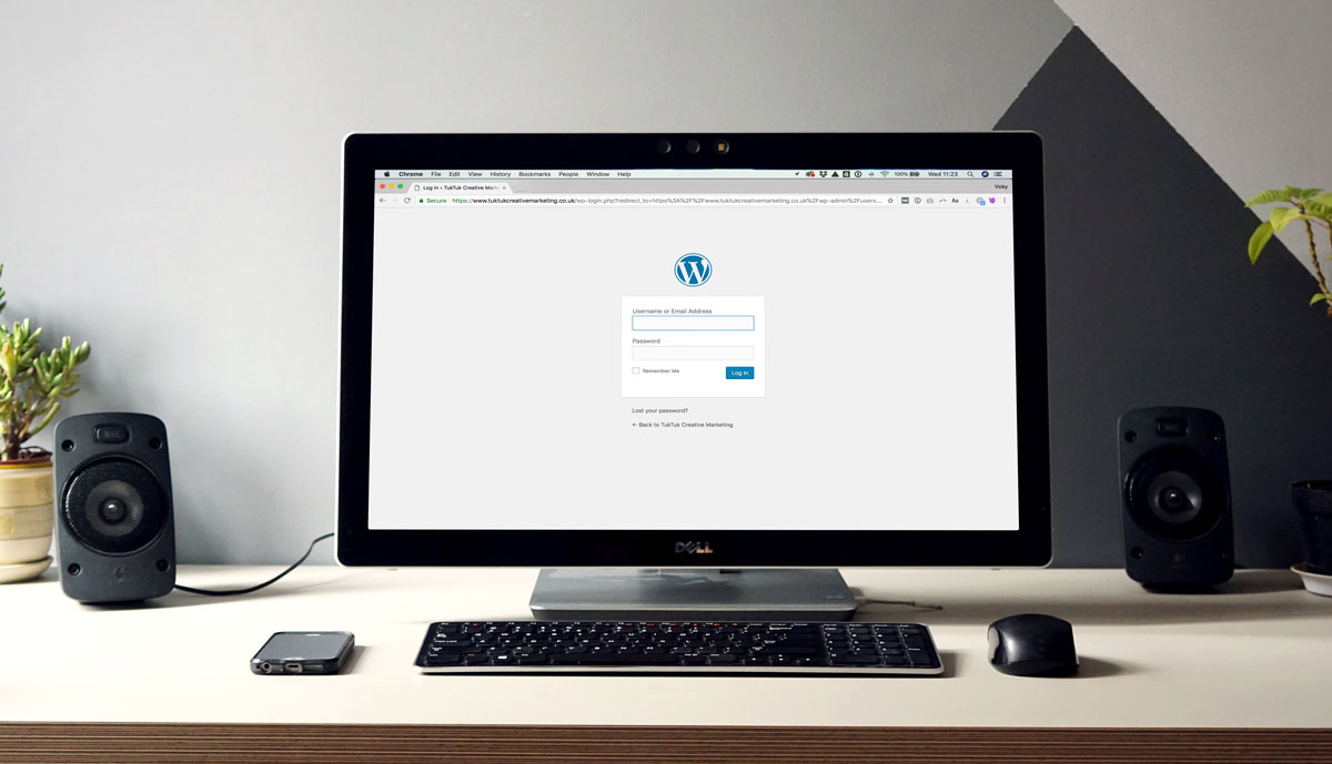 Wordpress login screen
