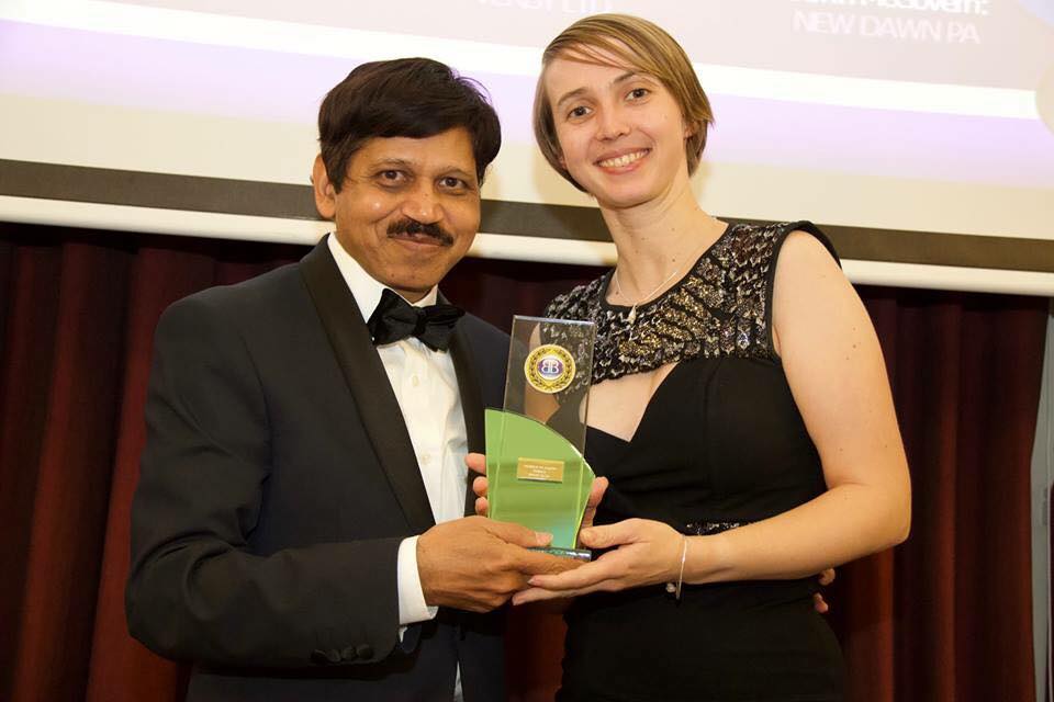 Vicky Stanaway receiving her award