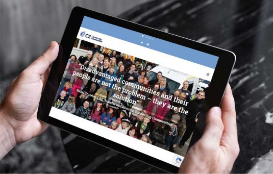 The C2 Website page design C2 Connecting Communities homepage desgn by TukTuk Creative Marketing