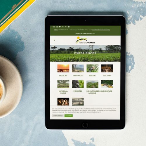 Experiences webpage on the Venture Uganda website