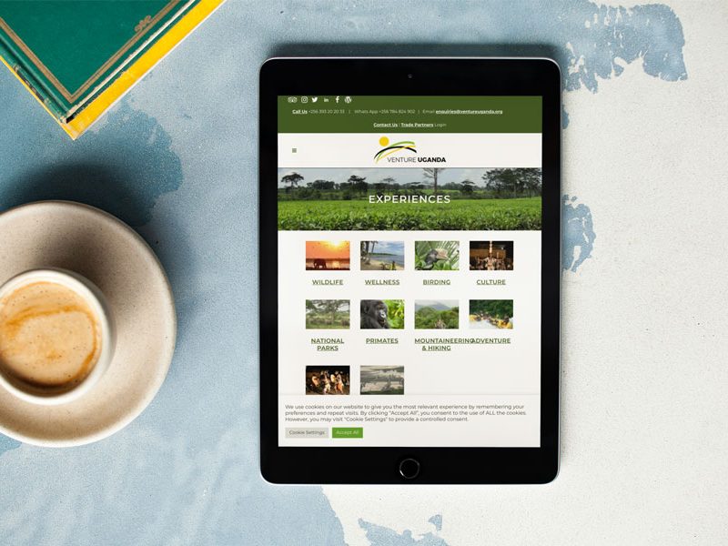 Experiences webpage on the Venture Uganda website