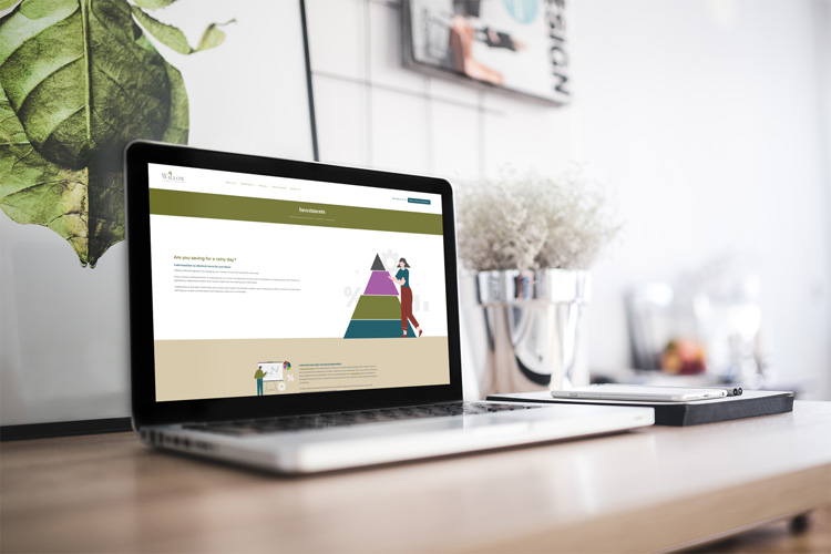 Willow Financial Solutions investments page design on a laptop computer