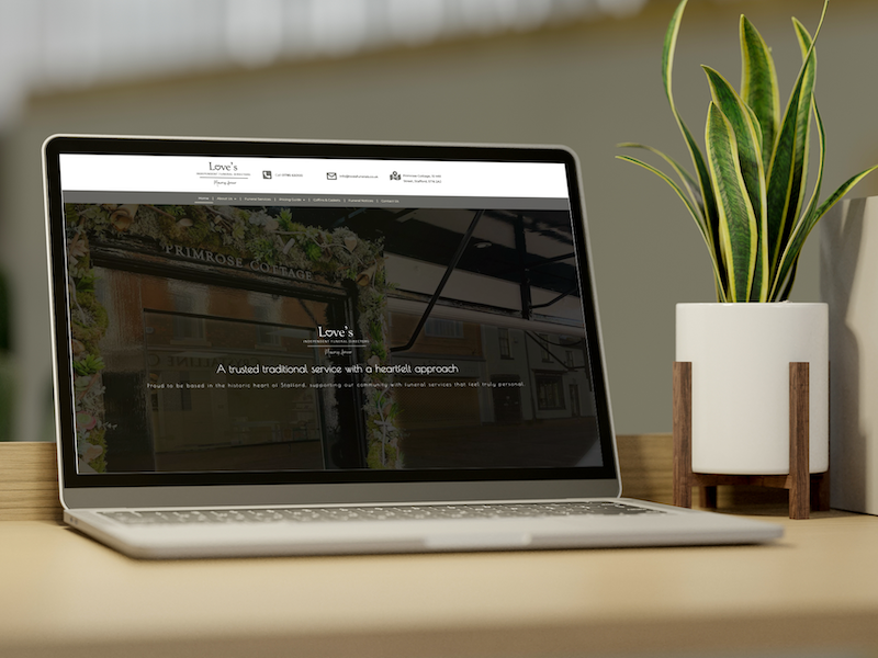 Love’s Independent Funeral Directors website homepage design