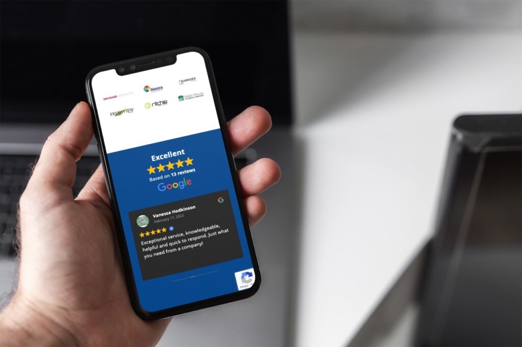 Google reviews displayed on NGL Technology's website